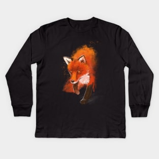 Fox ink black // Nature animal Kids Long Sleeve T-Shirt